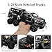 SASBSC 6X6 Toy Pickup Trucks for 3+ Year Old Boys 1/24 Diecast Pick up Truck Toy Cars with Light and Sound Metal Car Model Toys for Aged 3-12 Kids Birthday (Black)