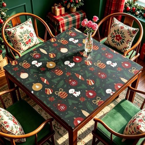 Hixingo Mahjong Mat for Table 31.5x31.5 Christmas Print (Pine Needles)