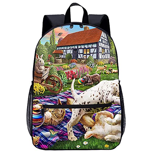 Cartable unisexe confortable contre le mal de dos sac d'école Jardin de chien
