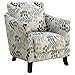 35" Grey/Beige Earth Tone Floral Polyester, Foam, and Solid Wood Accent Chair