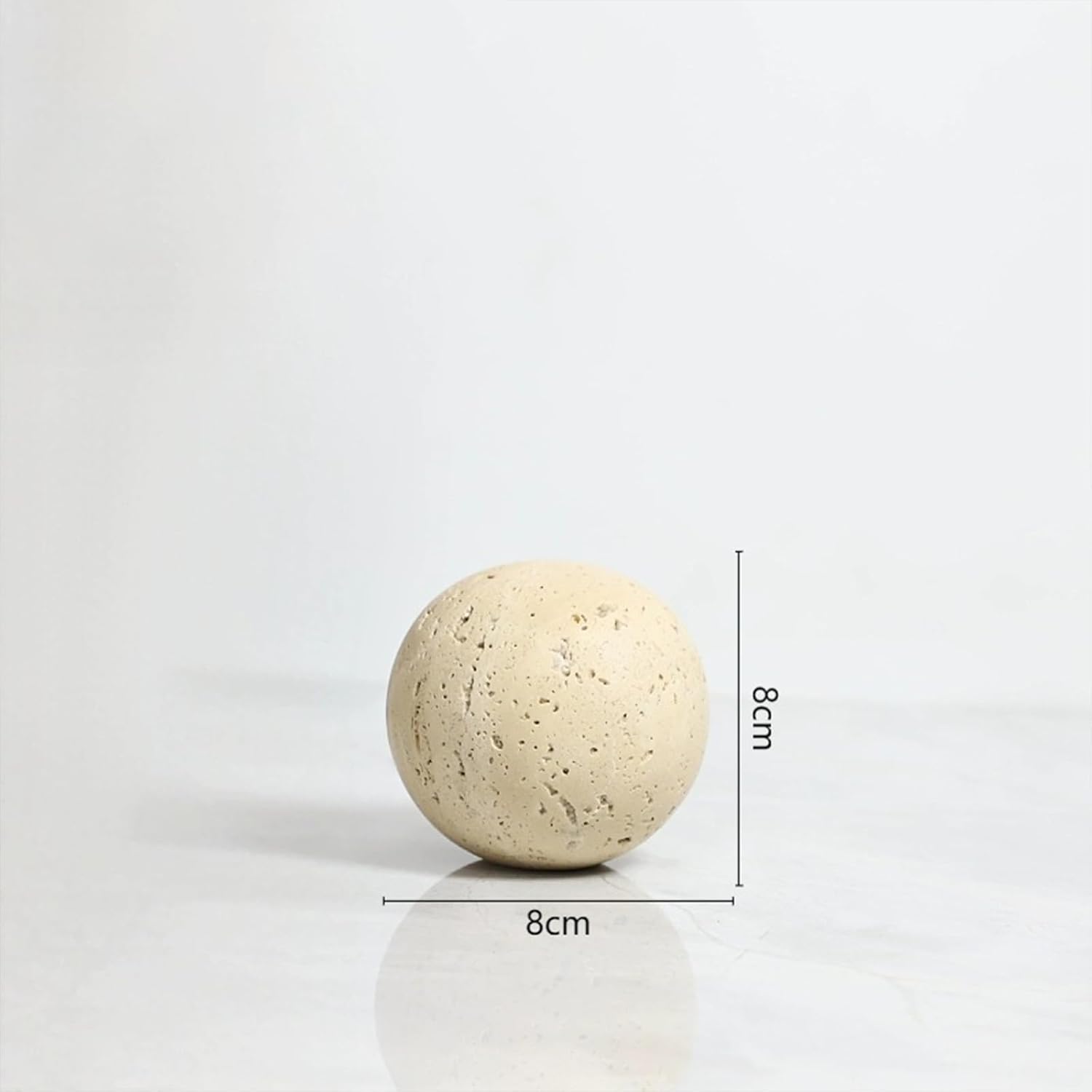 Yellow Travertine Marble Sphere, Hand-Polished Natural Stone Ball Decor, Living Room Accent (8cm Diameter)