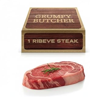 Grumpy Butcher USDA Prime Ribeye Steak 12 oz - Large Cut Steakhouse Beef, Expertly Trimmed Pasture-Raised Angus Choice