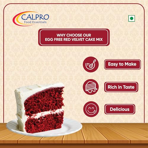 Image of Red Velvet Cake: Eggless Instant Premix for Baking | Smooth Voluminous, Velvety Rich Texture ! Melt-In-Mouth -100% Vegetarian ! Cake Mix Powder 350KG