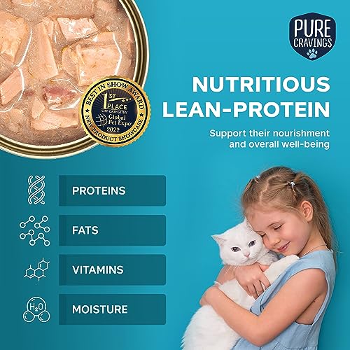 Image of Pure Cravings Wet Cat Food Canned Salmon Cutlets in Gravy, 100% Mercury-Tested, Moist Can Fish for Cats, Grain-Free, Protein, Non-GMO, Pack of 12
