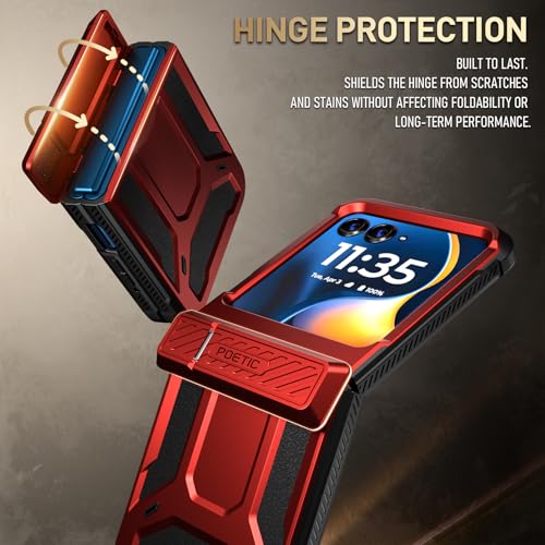 Poetic Spartan Case for Motorola Moto Razr 2026/2025/2024, [Kickstand][Hinge Protection][20FT Mil-Grade Drop Tested], Full-Body Rugged Shockproof Protective Cover with Kickstand, Metallic Red by Poetic - Used condition - Image 4