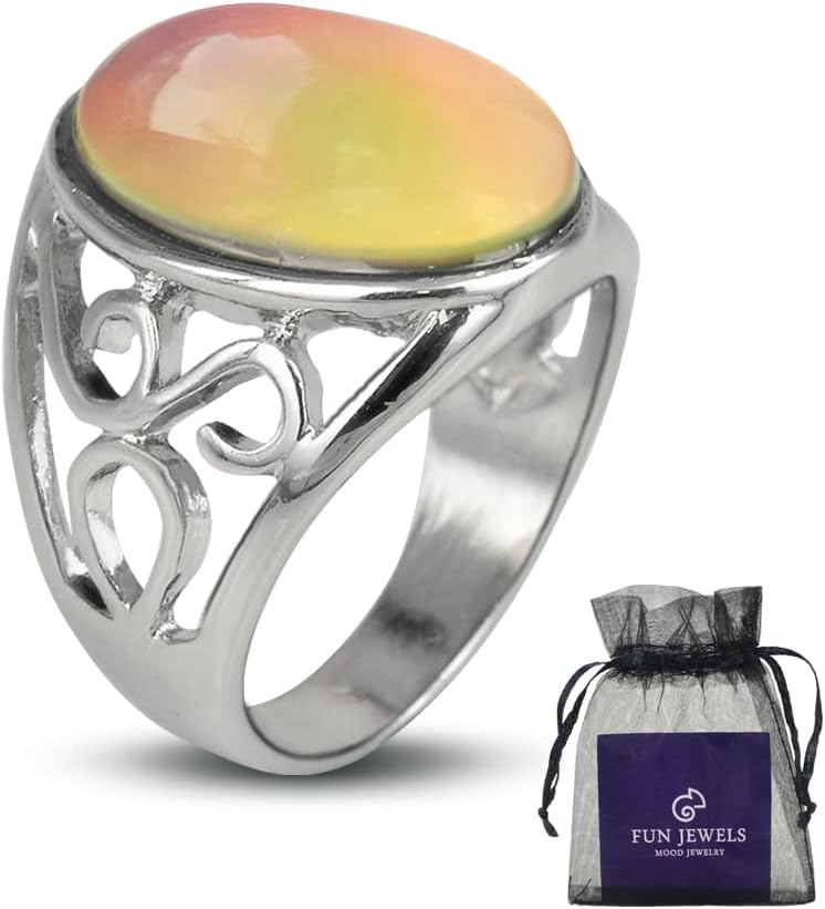 Classic Multi Color Change Oval Crystal Stone Emotion Feeling Statement Mood Ring For Women Men Size 6-10 - Image 6