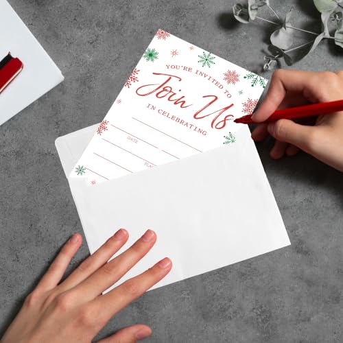 ATOERNCSO Red Green Snowflake Christmas Invitation Cards with Envelopes by ATOERNCSO - Used condition - Image 6