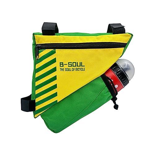 Sacoche de cadre vélo avec porte-bouteille jaune pour cyclotourisme