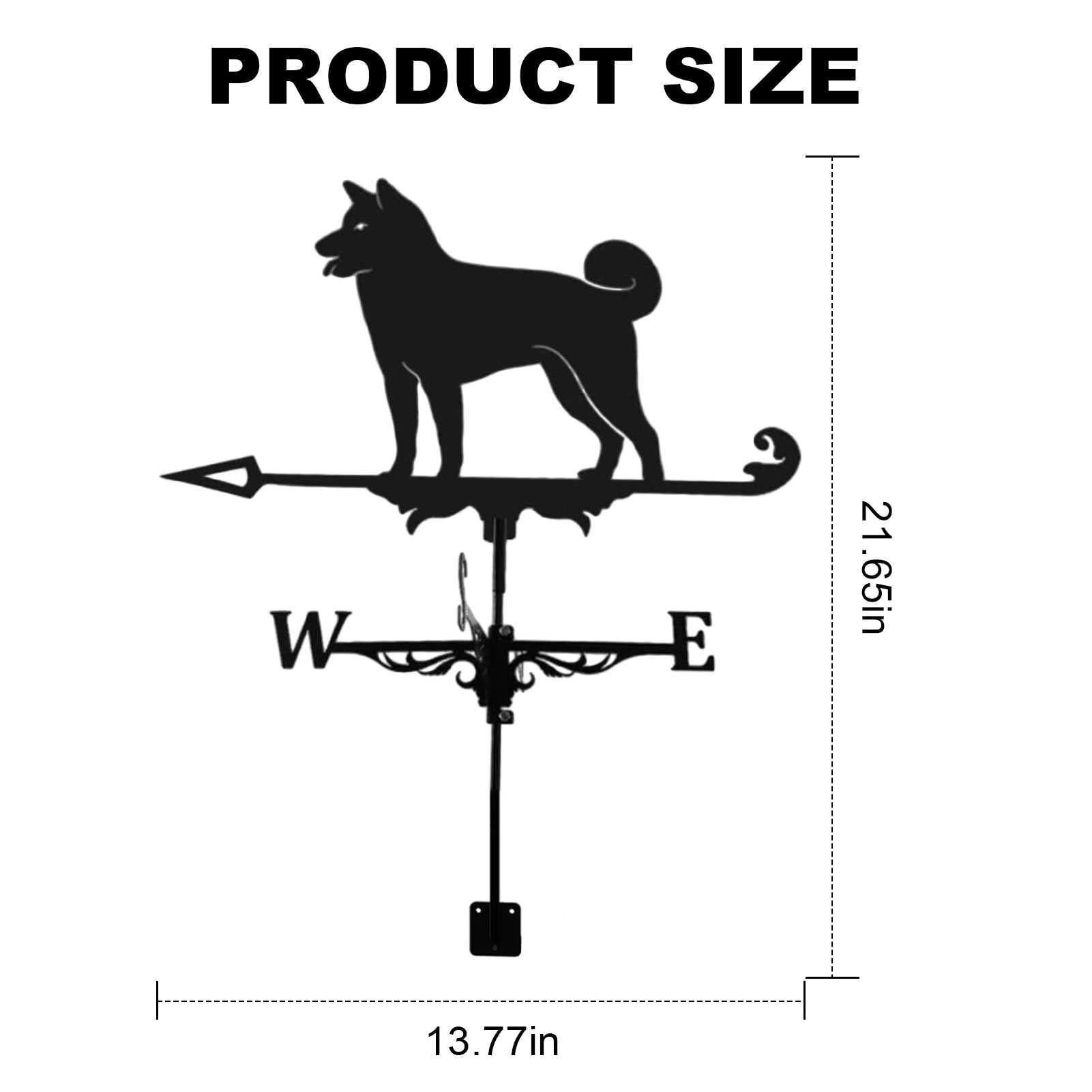 ANCHA Store Girouettes Shiba Inu, girouette pour Chien, Panneau de Jardin avec Support de Toit, Outil de Mesure de la Direction du Vent en Acier Inoxydable pour Les fermes en Plein air