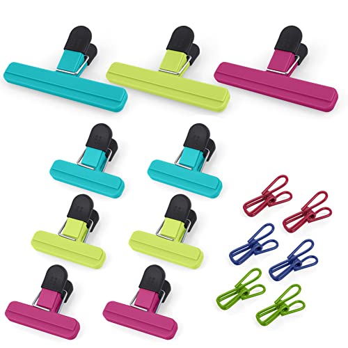 Image of AUAUY Large Chip Bag Clips, 6Pack Kitchen Clips for Refrigerator Food Storage Packages, Snack Bags, Photos, Assorted Color Food Bag Clips Plastic Heavy Duty Seal Grips