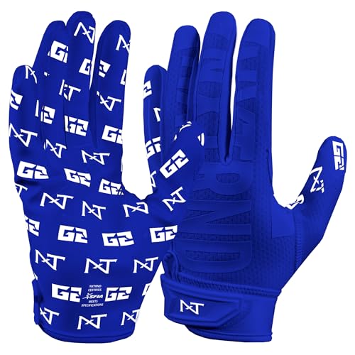 Nxtrnd G2 Pro Football Gloves, Men's Ultra Sticky Elite Receiver Gloves (Blue, X-Large)