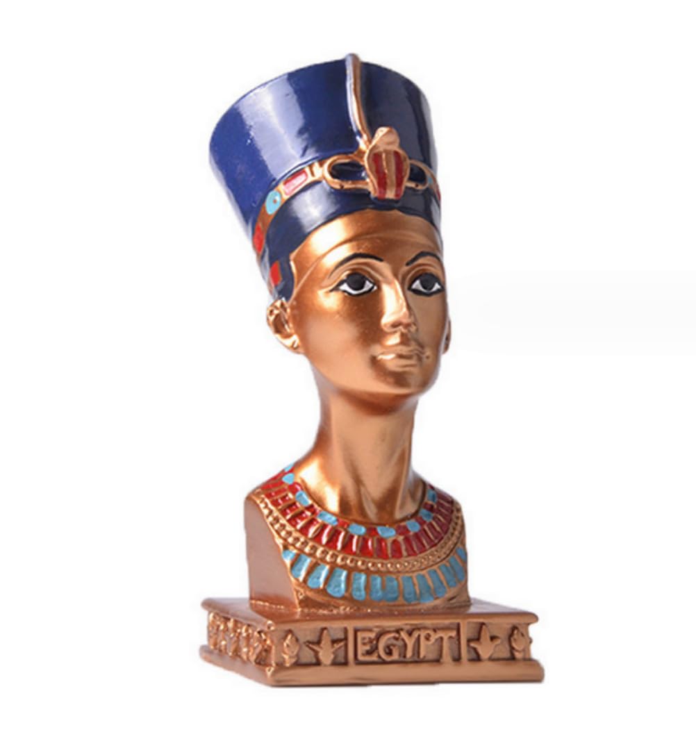 Anso Gold Resin Tutankhamun Figurine Egyptian Cleopatra Statue Egyptian Pharaoh Figure Collectible (D)