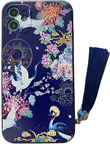 KOLO iPhone 11 ケース iPhoneケース iPhone11ケース 菊 中国風のスマホケース スマホカバー(紺 iPhone11