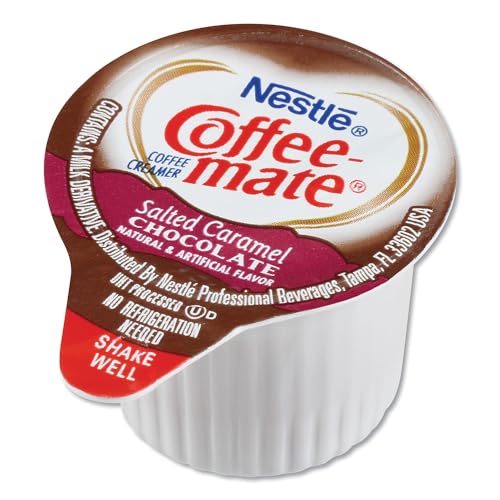 Image of Nestle Coffee mate Coffee Creamer, Salted Caramel Chocolate, Liquid Creamer Singles, Non Dairy, No Refrigeration, 0.375 fl oz Tubs (Pack of 200)