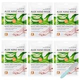 6 Paar Aloe Vera Handmaske - Feuchtigkeitsspendende Handschuhe - Hydrierende Peeling-Handmasken - Anti Aging Feuchtigkeitsspendende - Hand Mask für Trockenes Altern Rissige Hände