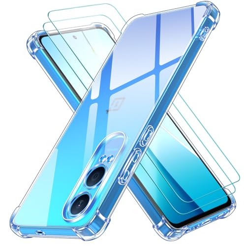 ivoler 3 in 1 Funda para OnePlus Nord CE 4 Lite 5G con 2 Piezas Cristal Templado, Transparente Carcasa Protectora Antigolpes Case, Suave TPU Silicona Anti-Choques Caso