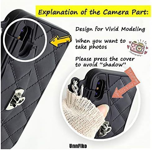 UnnFiko Wallet Phone Case Compatible with iPhone 16 Pro Max, Cute Light Luxury Bag Design, Purse Flip Card Pouch Cover Soft Silicone Case with Handstrap Long Shoulder Strap (Black, iPhone 16 Pro Max) - Image 5