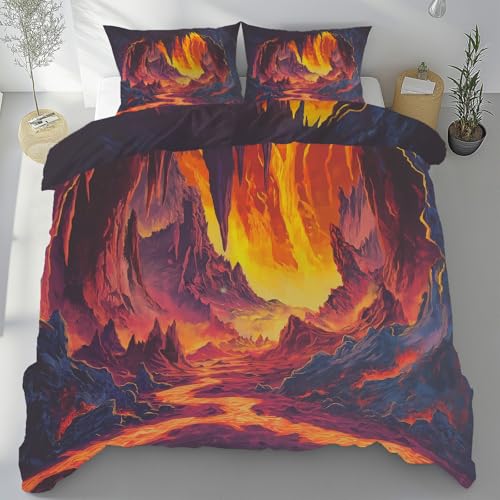 Housse couette microfibre avec fermeture éclair magma volcanique 220x240