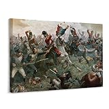 Classic Vintage Poster Battle of Waterloo 18th June 1815 1898 Wall Decor Wall Art Paintings Canvas W