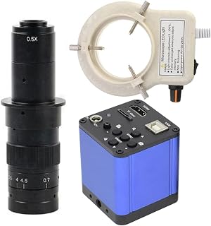 1080P High Definition Microscope Camera Digital Microscope HDMI USB & 180X C-Mount Lens Whit 56-LED Adjustable Ring Light