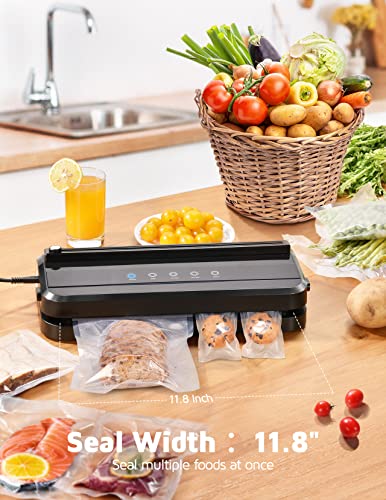 Vacuum Sealer Machine, Food Sealer With External Cutter And Bag Storage (Up To 11.8 Inch Length), 5 In 1 Food Vacuum Sealer With Auto & Manual Options, 75Kpa Strong Suction With Continuous Vacuum Seal #TOP6