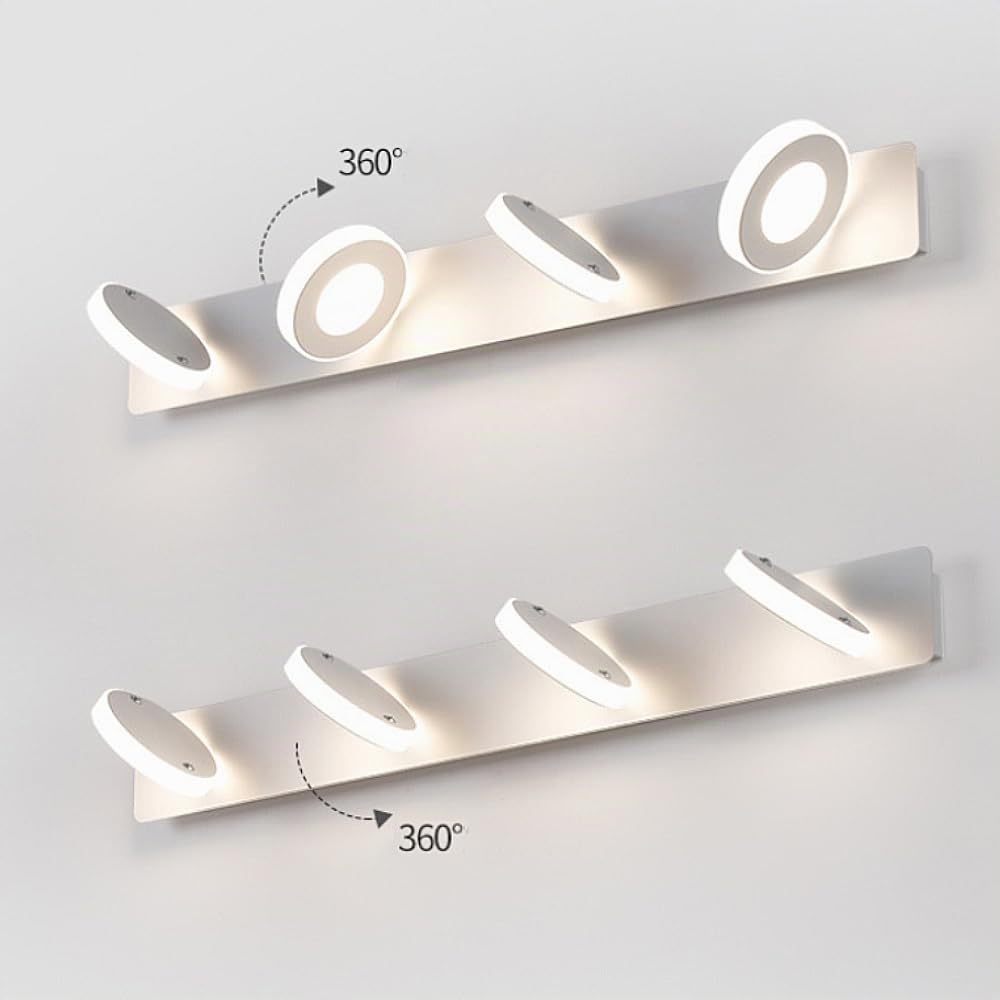 XINYASEE LED Baño Espejo Frente Luces Moderno Dormitorio Iluminación Baño Pared Luces Blanco Cálido 3000K, Neutro 4000K, Blanco Frío 6000K (Cuatro cabezas)