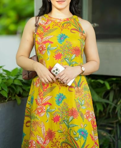 Image of Klosia Women Pure Cotton Kurta Palazzo Set | Sleeveless Printed Kurta with Palazzo Pants | Summer Friendly, Office Wear Co-Ord Set
