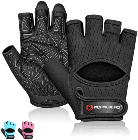 WESTWOOD FOX Fitness-Handschuhe für Damen und Herren, belüftete Handschuhe für Gewichtheben, Fitness, Radfahren und Training, mit dicker Polsterung, vollständiger Handflächenschutz