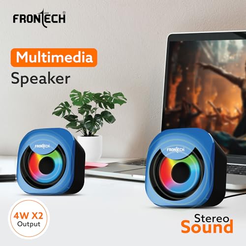 Image of FRONTECH 2.0 Multimedia Speakers | 8W Output | RGB Lighting | USB-Powered | 3.5mm AUX | 1-Year Warranty (SPK-0015)