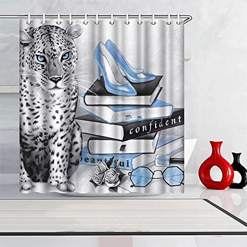 Atgowac Blue Shower Curtain Cheetah Shower Curtain Leopard Shower Curtain Animal Print Shower Curtain Bathroom Decor #TOP1