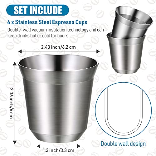 4 Pieces Stainless Steel Espresso Cups 2.7 Oz 80 Ml Double Wall Insulated Cups Heat Resistant Espresso Coffee Cups Unbreakable Stemless Tumbler Small Cup For Indoor Or Outdoor Events Picnics Party #TOP1