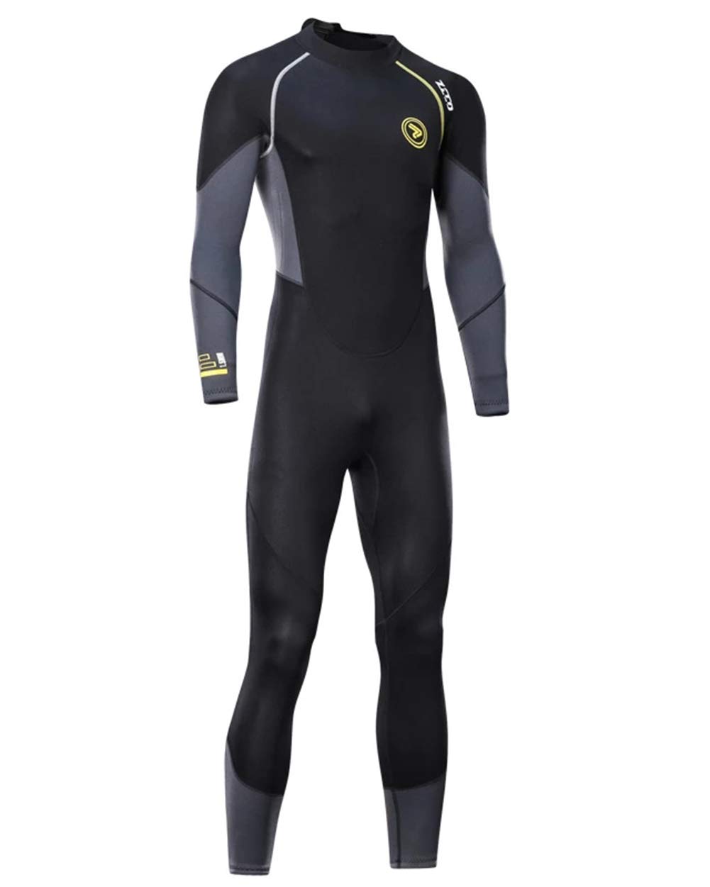 TrusMe Traje de neopreno ultra elástico de 3 mm para hombre, traje de buceo profundo de pesca submarina, esnórquel surf, conjunto de una pieza, traje de baño térmico de invierno, negro y gris, M