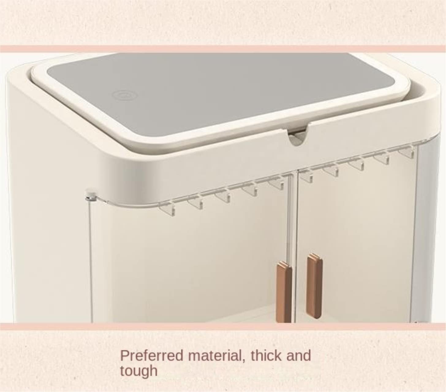 Organizer do Makijażu Elegancki Plastikowe Etui Do Przechowywania Kosmetyków Z 3 Szufladami Regulowany Organizer Na Przybory Makijażu Lusterkiem LED Blat Pojemnik na Kosmetyki(Pink,With inner lamp)