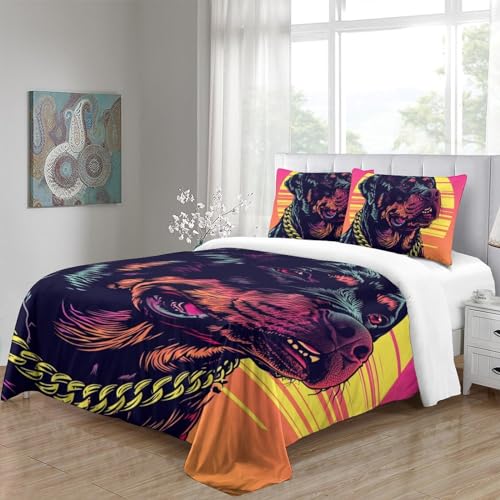 Housse de couette chien Rowena 3D 200x200 microfibre avec 2 taies
