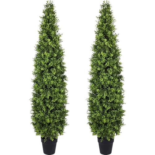 Yinleus 5FT Artificial Boxwood Topiary Tree Fake Topiary Potted Plants for Home Office Garden Indoor...