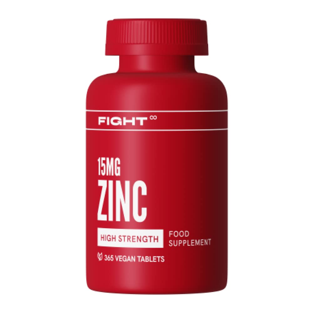 High-Strength Zinc 15mg Micro Tablets, by FIGHT - 365 Tablets for 1 Year Supply - For Hair, Skin & Nails & Immune System Support - Easy-to-Swallow Vegan, Gluten Free & Non-GMO Supplements