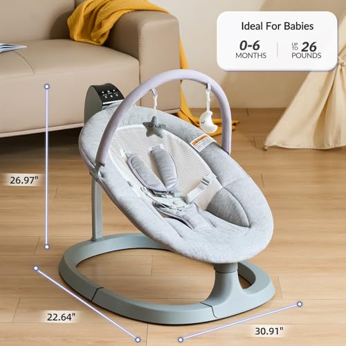 Image of VaVaSoo Baby Swing Up to 26lbs, Baby Swings for Infants (Light Grey)