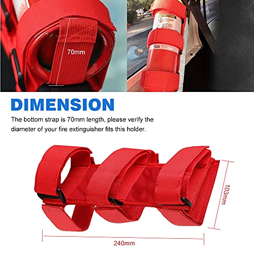 Samman Fire Extinguisher Strap Holder Adjustable Extinguisher Mount Bracket Roll Bar Compatible with Jeep Wrangler JK JKU JL TJ CJ Red 1PC