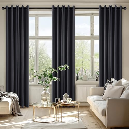 Image of MIULEE Blackout Curtains for Bedroom Living Room 2 Panels, Thermal Insulated Room Darkening Drapes Grommet Noise Reducing Light Blocking Window Treatments 80 Inches Long 40x80 Inch Dark Grey