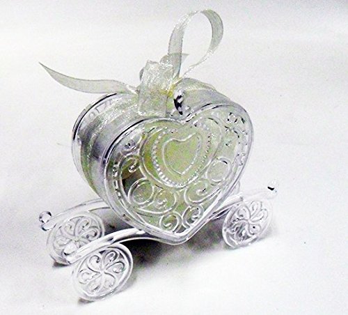 Bomboniere Matrimonio - Set 4 Scatoline Carrozza Degli Sposi In Plastica Rigida - 10x9 Cm - 4
