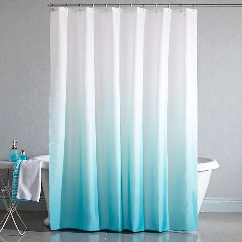 Rideau de douche anti-moisissure en tissu imperméable turquoise pour douche 97x185 cm
