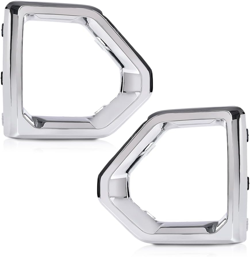GRAND ORANGE Front Fog Light Outer Bezel Cover Chrome Set Compatible with GMC Sierra 2019 2020 2021 Denali SLT AT4 84176753 84176752 Left&Right