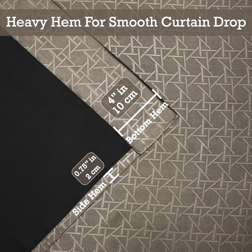 Image of Story@Home 100% True Blackout Long Door Curtains 9 Feet Long Set of 1 | Geometric Design | Room Darkening Curtain | Thermal Insulated Curtains for Living Room | (116 X 275 Cm, Dark Taupe)