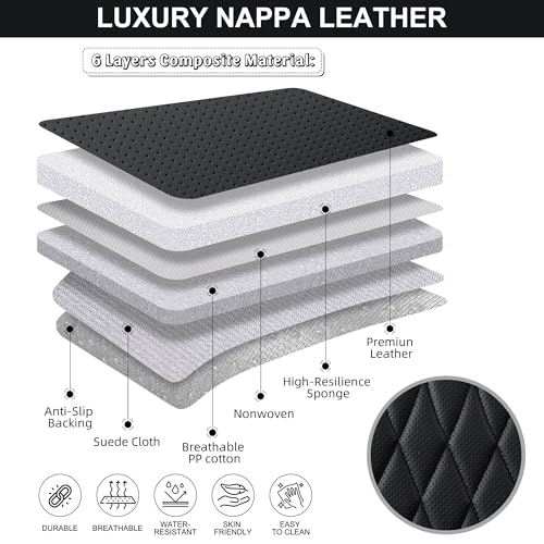Image of BWTJF Black Car Seat Cover 2 Pack, Universal Leather Front Seat Covers Bottom Protector, Anti-Slip and Full Wrapping Edge Compatible with Most of Vehicles - SUVs /Sedans /Pickup Trucks