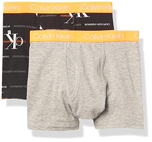 CalvinKleinBoysModern Cotton Assorted Boxer Briefs Underwear, Pack of 2Heather/OrangeMedium