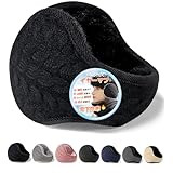 [GAOTEK] スキー運動が愛用 イヤーマフ 防寒 イヤーウォーマー 【極暖肉厚ボア・後ろ装着式 】 耳あて 耳当て 耳カバー 冬 裏起毛 ふわふわ 防寒対策 折り畳み式 サイズ調節可能 スキー 自転車 バイク 通勤 通学 男女兼用 (ニットタイプ-ブラック)