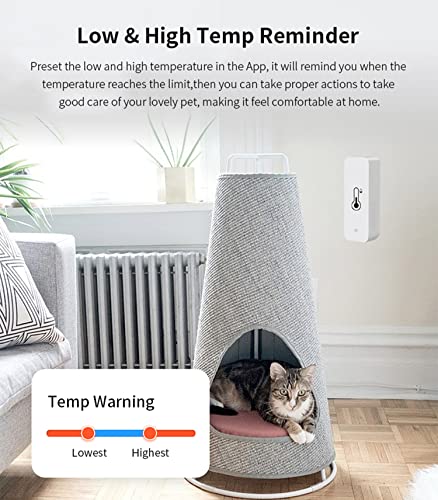 Gaoducash TH01 Wifi Temperature Humidity Sensor: Indoor Thermometer Hygrometer With App Alert, Free Data Storage Export, Smart Temperature Humidity Monitor thumb #1