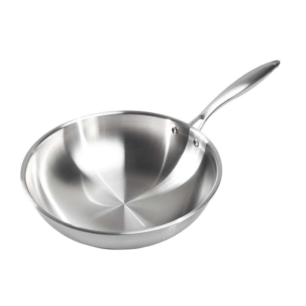 Alda ステンレススチール製中華鍋 ガラス蓋付き シルバー 楽天