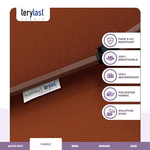 Image of Midtown Umbrellas Wooden 2-8 Ft Patio Umbrella, Terracotta Canopy