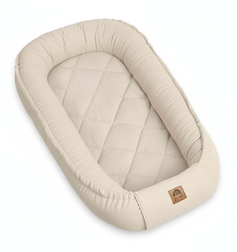 PIMKO Velluto Baby Nest – Morbido Baby Nestchen per Neonati Nido Portatile in bozzolo Fasciatoio da Viaggio per Relax e Coccole Prodotto in Europa